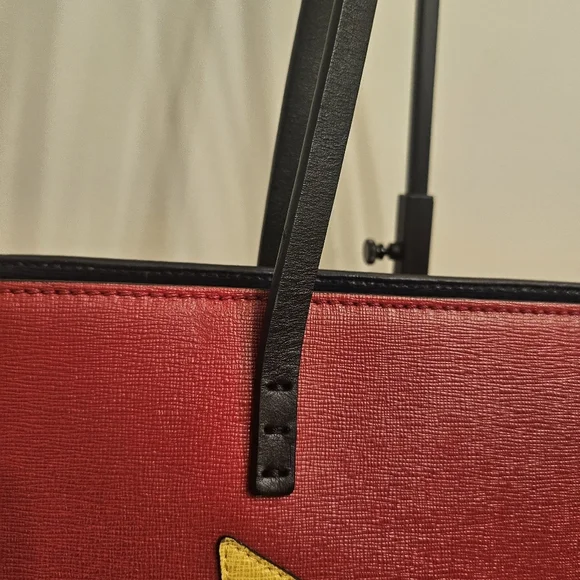 Fendi Monster Eyes Tote – Red Saffiano Leather With Fendi Charm - Picture 4 of 16